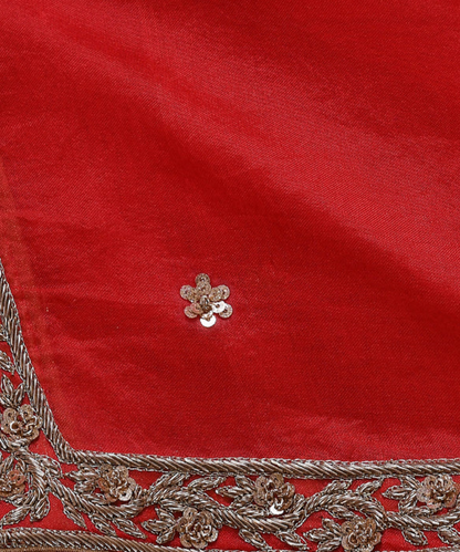 Handloom Red Organza Dupatta With Zardozi Border