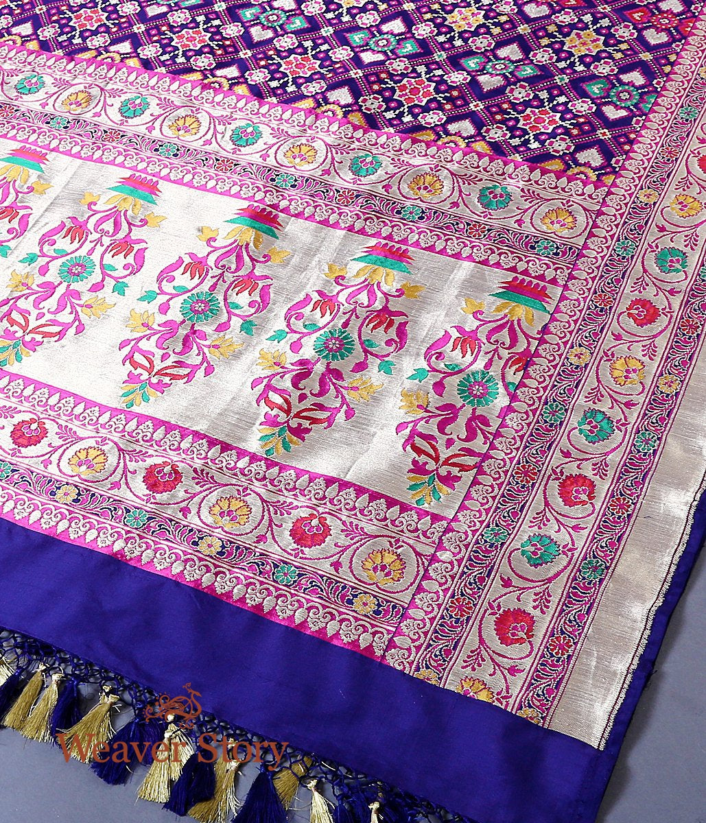 Handloom_Banarasi_Patola_Dupatta_in_blue_with_Meenakari_WeaverStory_02