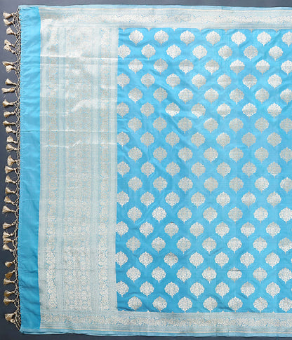 Powder_Blue_Silk_Dupatta_,with_Leaf_Motif_and_Floral_Border_WeaverStory_02