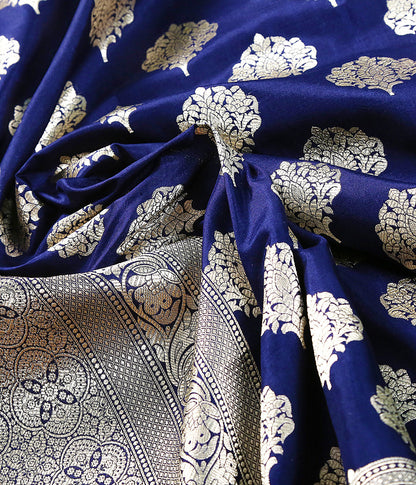 Navy_Blue_Silk_Dupatta,_with_Leaf_Motif_and_Floral_Border_WeaverStory_03