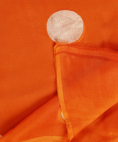 Orange_Handloom_Pure_Kora_Silk_Banarasi_Dupatta_With_Zari_Booti_WeaverStory_04