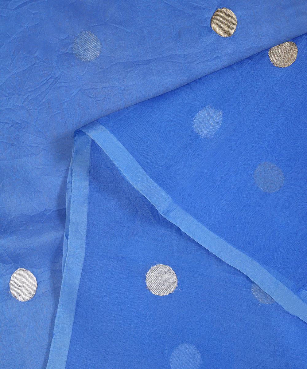 Handloom_Royal_Blue_Organza_Silk_Saree_With_Buttis_WeaverStory_04