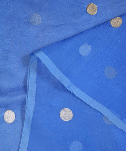 Handloom_Royal_Blue_Organza_Silk_Saree_With_Buttis_WeaverStory_04