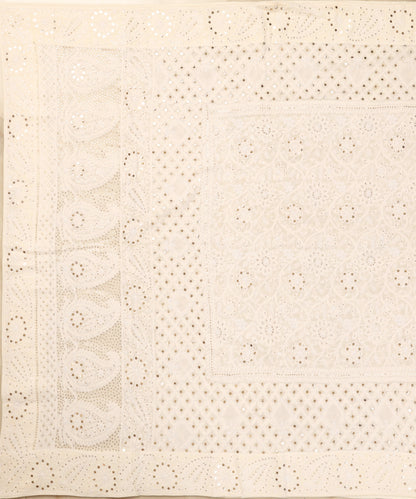Cream_Handloom_Heavy_Chikankari_Dupatta_With_Mukaish_WeaverStory_02