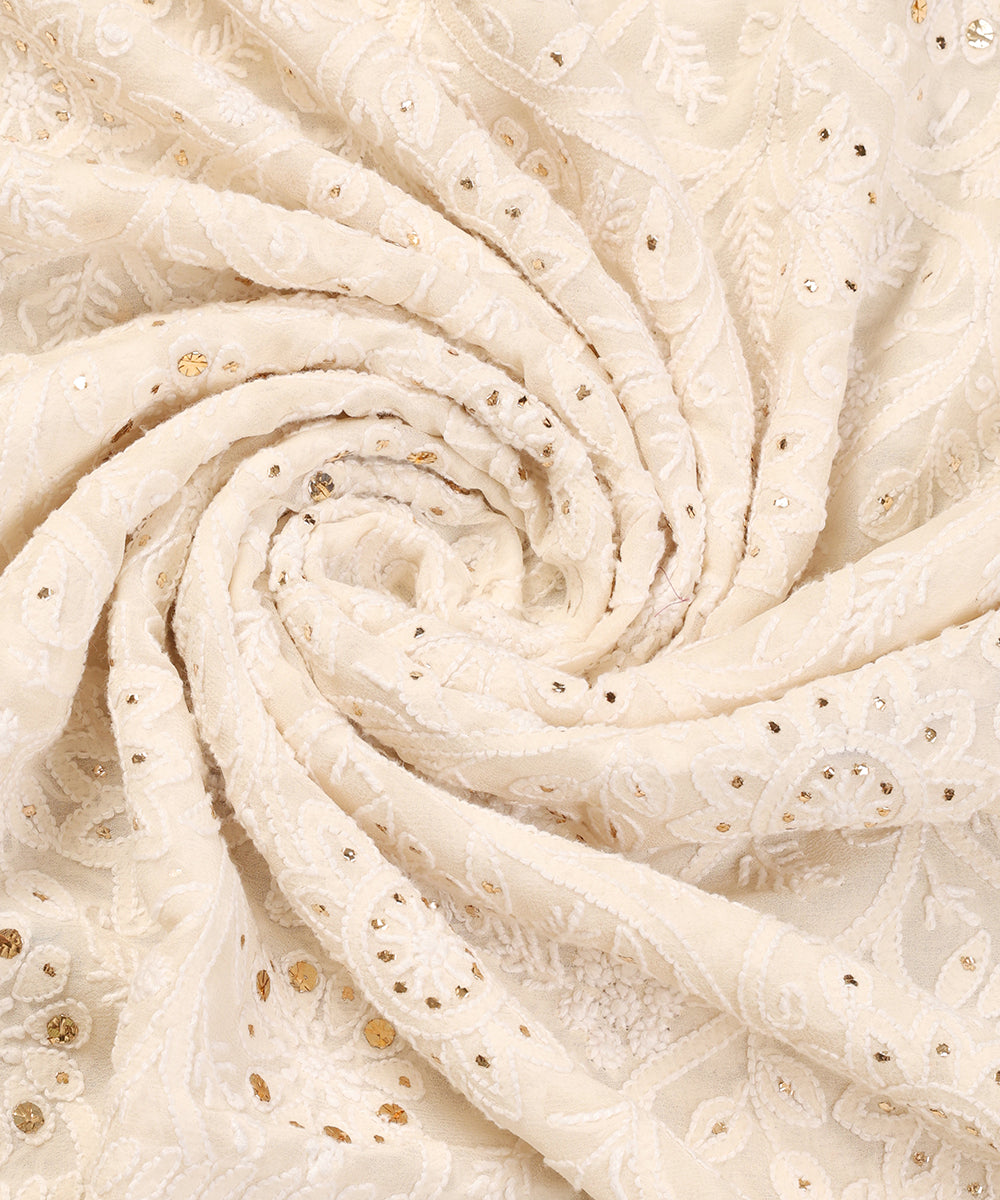 Cream_Handloom_Heavy_Chikankari_Dupatta_With_Mukaish_WeaverStory_05