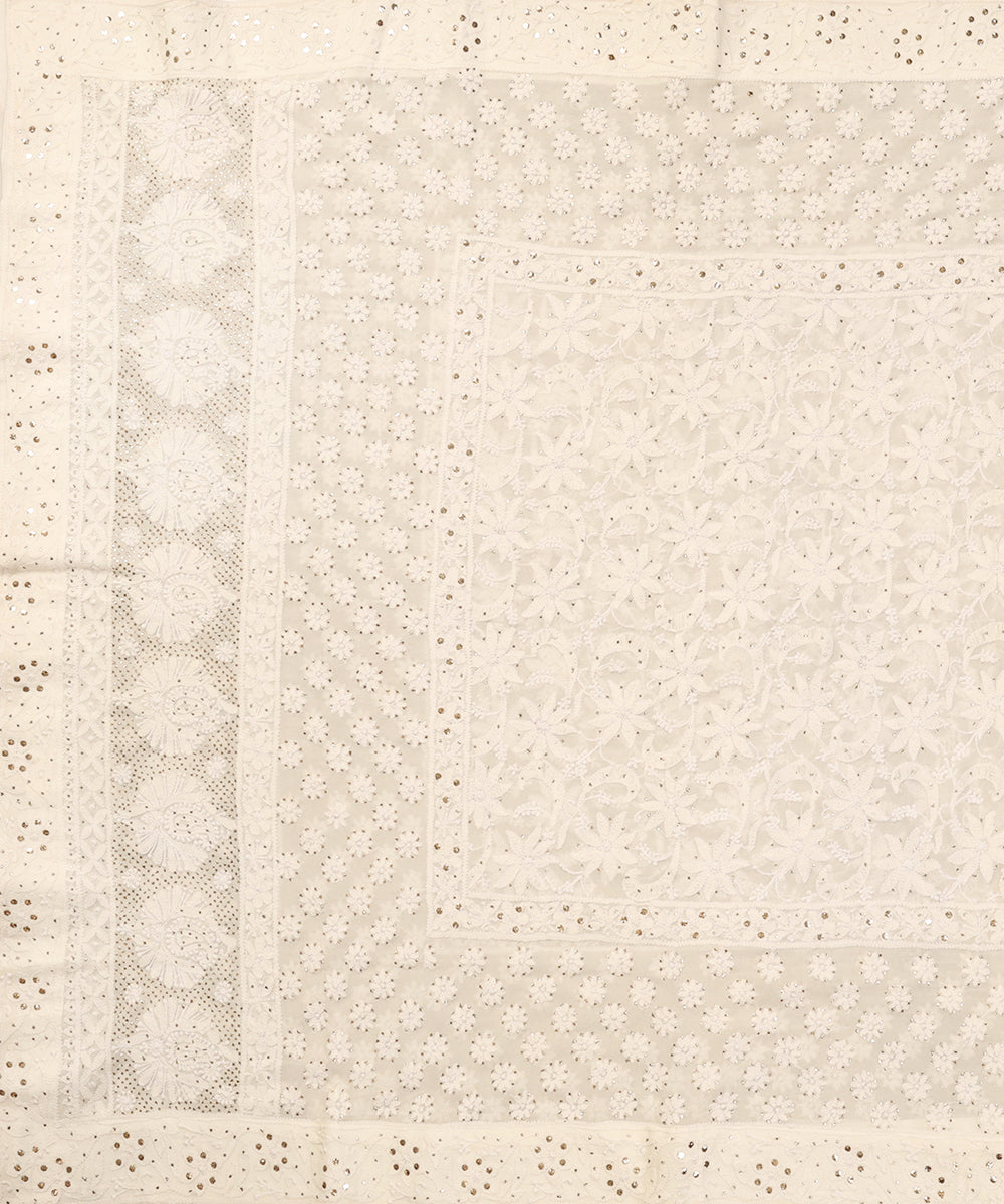 Cream_Handloom_Heavy_Floral_Motif_Chikankari_Dupatta_With_Mukaish_WeaverStory_02