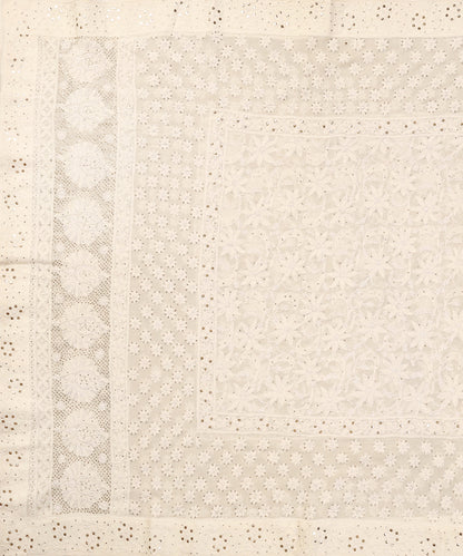 Cream_Handloom_Heavy_Floral_Motif_Chikankari_Dupatta_With_Mukaish_WeaverStory_02