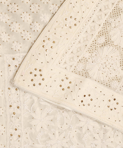 Cream_Handloom_Heavy_Floral_Motif_Chikankari_Dupatta_With_Mukaish_WeaverStory_04