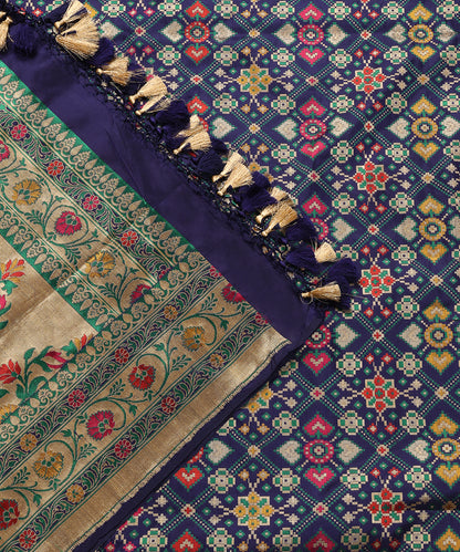 Navy_Blue_Handloom_Meenakari_Banarasi_Patola_Dupatta_With_Floral_Border_WeaverStory_04