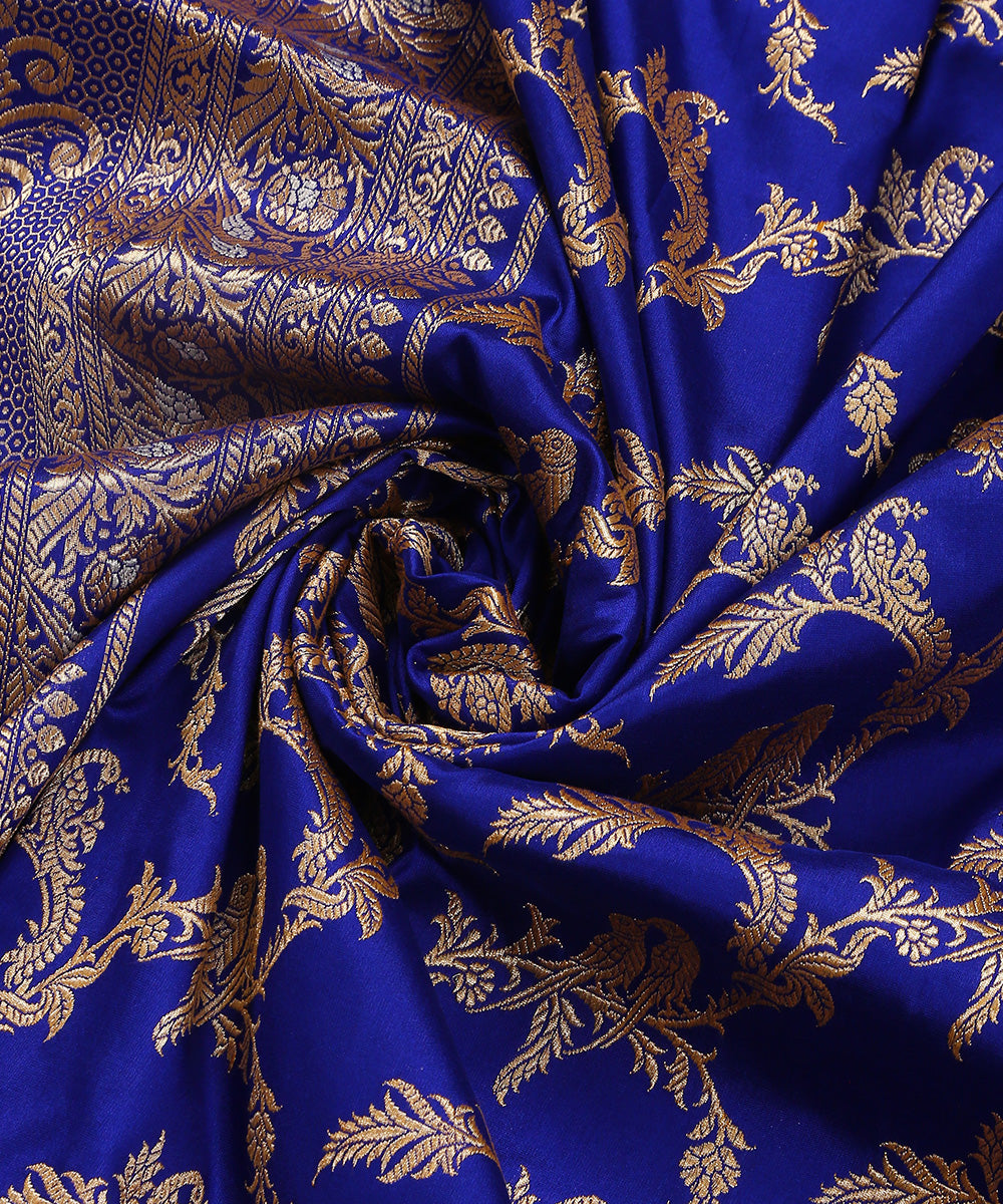 Handloom Blue Pure Katan Silk Banarasi Dupatta With Jaal