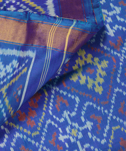 Handloom_Blue_Pure_Mulberry_Silk_Ikat_Patola_Dupatta_With_Tissue_Border_WeaverStory_04