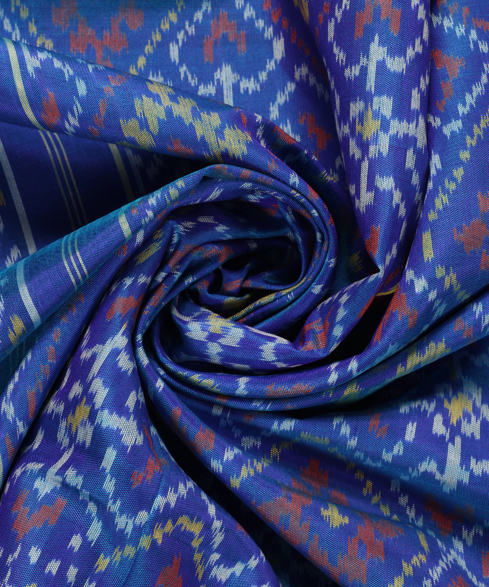 Handloom_Blue_Pure_Mulberry_Silk_Ikat_Patola_Dupatta_With_Tissue_Border_WeaverStory_05