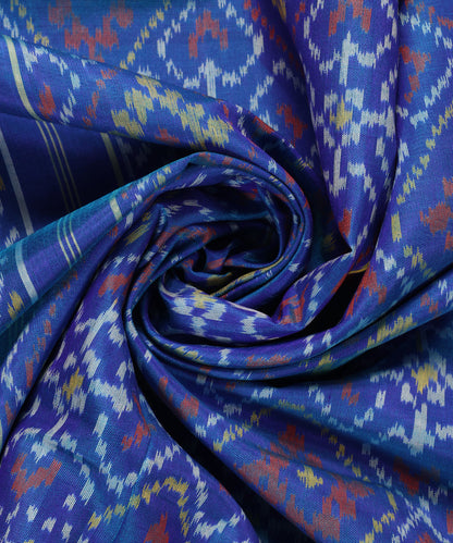 Handloom_Blue_Pure_Mulberry_Silk_Ikat_Patola_Dupatta_With_Tissue_Border_WeaverStory_05