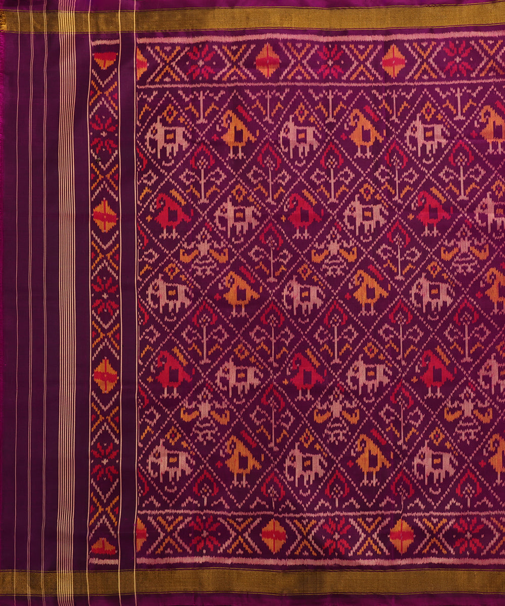 Handloom_Purple_Pure_Mulberry_Silk_Ikat_Patola_Dupatta_With_Hathi_Popat_Motif_WeaverStory_02