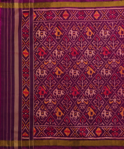 Handloom_Purple_Pure_Mulberry_Silk_Ikat_Patola_Dupatta_With_Hathi_Popat_Motif_WeaverStory_02