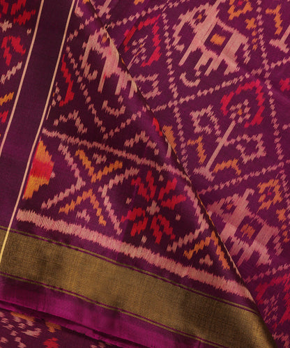 Handloom_Purple_Pure_Mulberry_Silk_Ikat_Patola_Dupatta_With_Hathi_Popat_Motif_WeaverStory_04