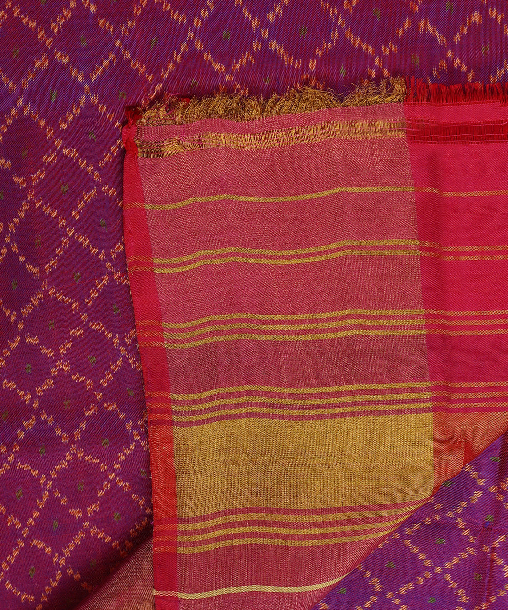 Handloom_Purple_Mulberry_Silk_Ikat_Patola_Dupatta_With_Tissue_Border_WeaverStory_04