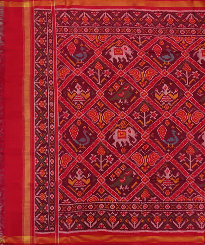 Handloom_Red_Mulberry_Silk_Patola_Dupatta_With_Hathi_Popat_And_Traditional_Ikat_WeaverStory_02