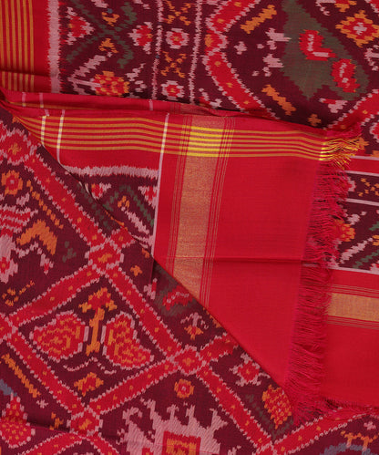 Handloom_Red_Mulberry_Silk_Patola_Dupatta_With_Hathi_Popat_And_Traditional_Ikat_WeaverStory_04