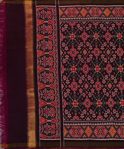 Handloom_Purple_Twill_Weave_Pure_Mulberry_Silk_Ikat_Patola_Dupatta_With_Goemtric_And_Tissue_Border_WeaverStory_02