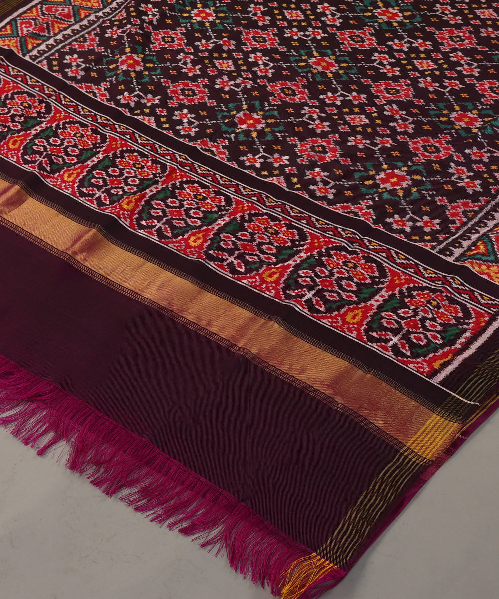 Handloom_Purple_Twill_Weave_Pure_Mulberry_Silk_Ikat_Patola_Dupatta_With_Goemtric_And_Tissue_Border_WeaverStory_03