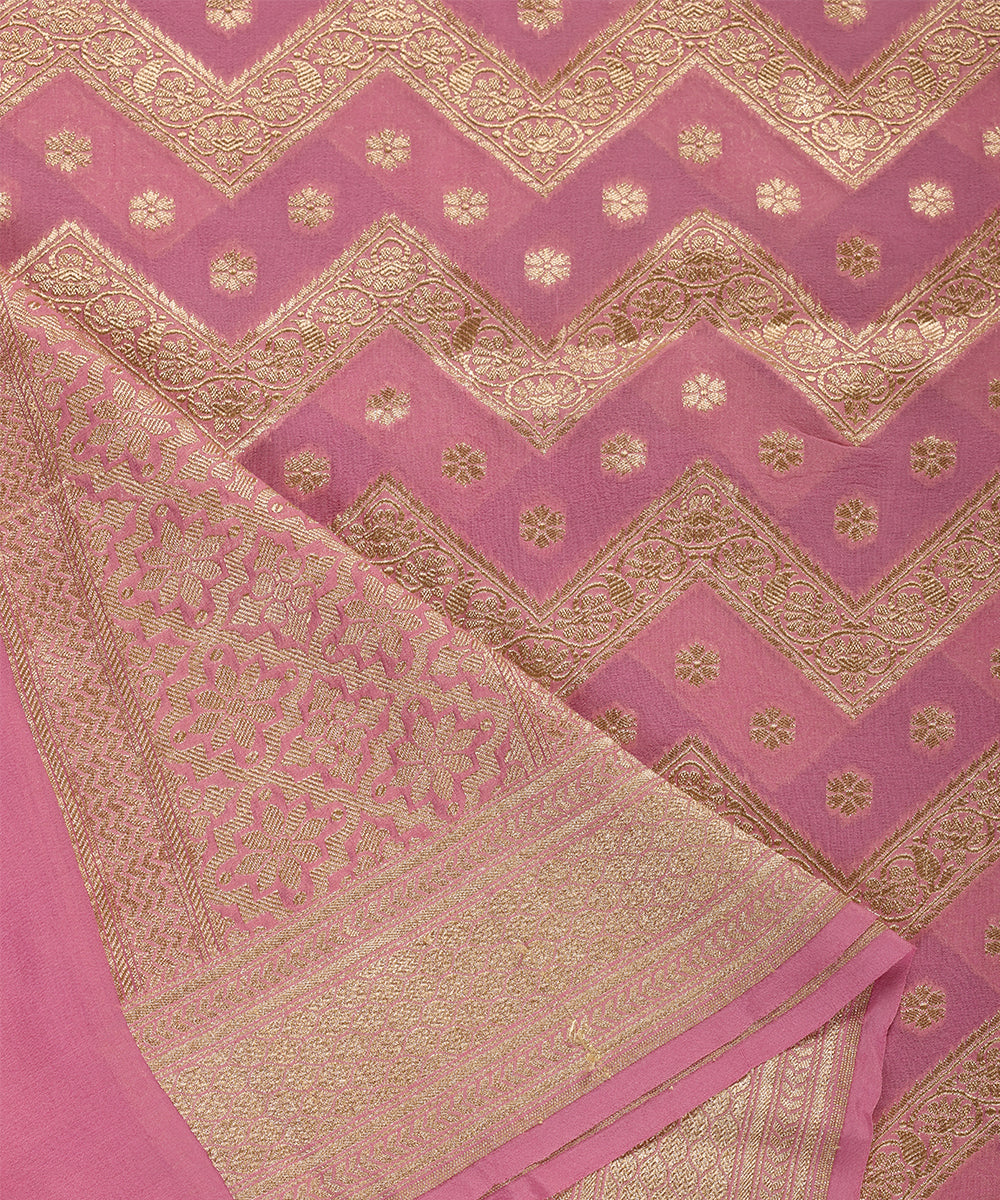 Handloom_Pink_Pure_Georgette_Banarasi_Dupatta_With_Chevron_Design_WeaverStory_04