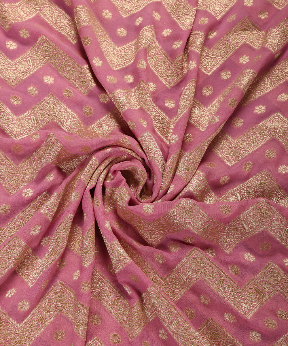 Handloom_Pink_Pure_Georgette_Banarasi_Dupatta_With_Chevron_Design_WeaverStory_05