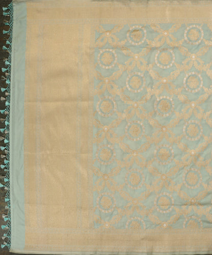 Ice_Blue_Handloom_Pure_Katan_Silk_Banarasi_Dupatta_With_Gold_Silver_Jaal_WeaverStory_02