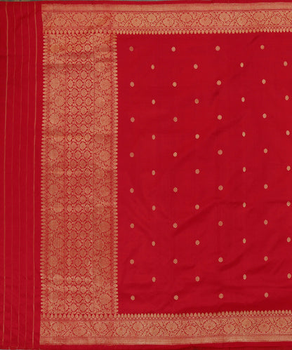 Red_Handloom_Pure_Katan_Silk_Banarasi_Dupatta_With_Kadhwa_Booti_WeaverStory_02