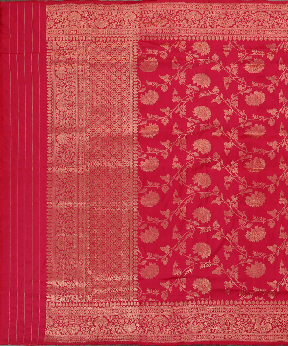 Handloom_Carrot_Pink_Pure_Katan_Silk_Dupatta_With_Jaal_WeaverStory_02