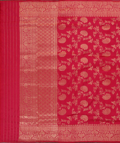 Handloom_Carrot_Pink_Pure_Katan_Silk_Dupatta_With_Jaal_WeaverStory_02