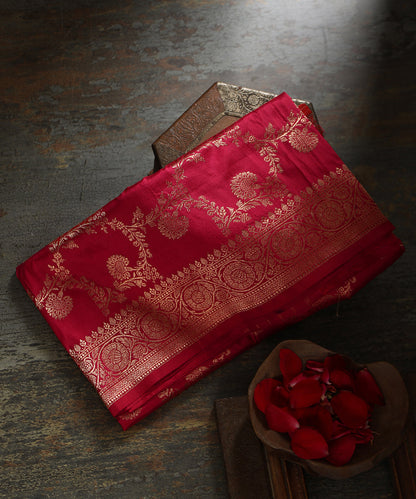 Rani_Pink_Handloom_Pure_Katan_Silk_Banarasi_Dupatta_With_Cutwork_Jaal_WeaverStory_01