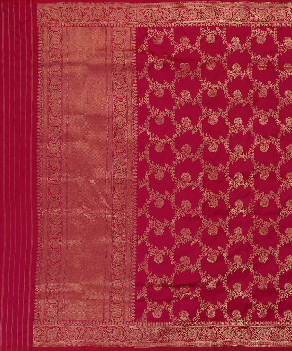 Rani_Pink_Handloom_Pure_Katan_Silk_Banarasi_Dupatta_With_Cutwork_Jaal_WeaverStory_02