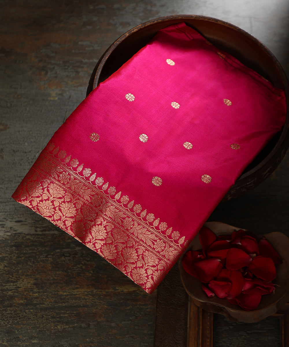 Rani_Pink_Handloom_Pure_Katan_Silk_Banarasi_Dupatta_With_Konia_WeaverStory_01