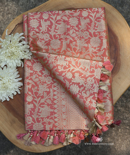 Handloom_Baby_Pink_Pure_Katan_Silk_Kimkhab_Shikargah_Banarasi_Dupatta_WeaverStory_01