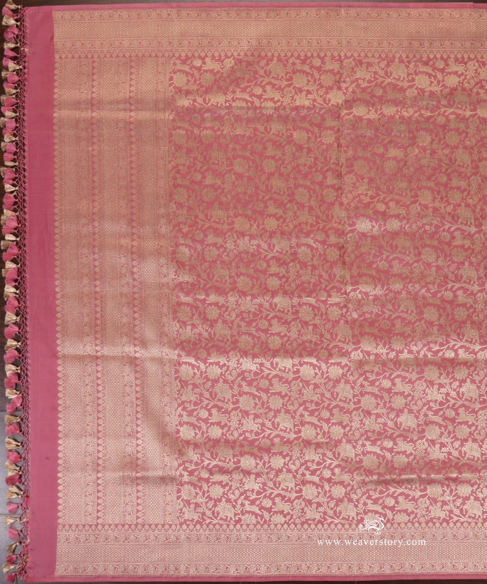 Handloom_Baby_Pink_Pure_Katan_Silk_Kimkhab_Shikargah_Banarasi_Dupatta_WeaverStory_02