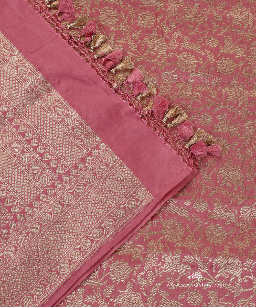 Handloom_Baby_Pink_Pure_Katan_Silk_Kimkhab_Shikargah_Banarasi_Dupatta_WeaverStory_04