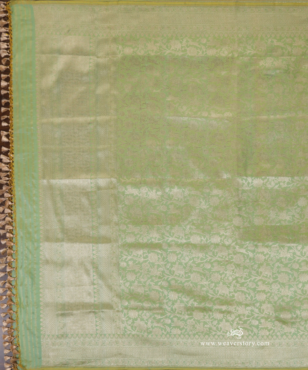 Handloom_Lemon_Green_Pure_Katan_Silk_Kimkhab_Shikargah_Banarasi_Dupatta_WeaverStory_02