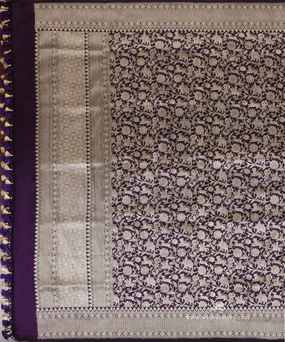 Handloom_Purple_Pure_Katan_Silk_Kimkhab_Shikargah_Banarasi_Dupatta_WeaverStory_02