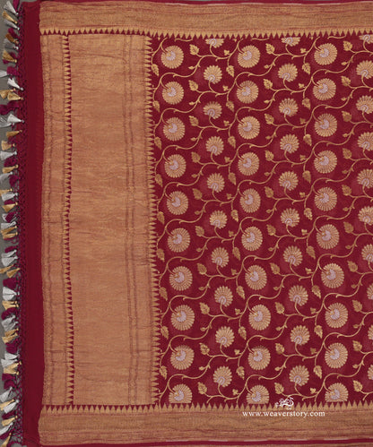 Handloom_Wine_Pure_Jeorgette_Cutwork_Banarasi_Duptta_With_Floral_Jall_WeaverStory_02