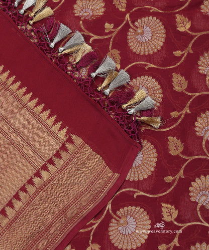 Handloom_Wine_Pure_Jeorgette_Cutwork_Banarasi_Duptta_With_Floral_Jall_WeaverStory_04