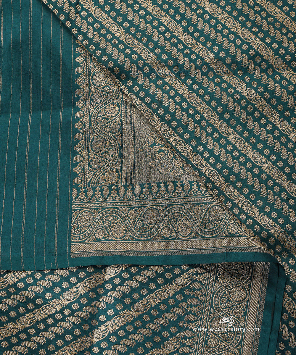 Handloom_Teal_Pure_Katan_Silk_Banarasi_Dupatta_With_Gold_Zari_Aadi_Jaal_WeaverStory_04