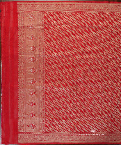 Red_Handloom_Pure_Katan_Silk_Banarasi_Dupatta_With_Gold_Zari_Aadi_Jaal_WeaverStory_02