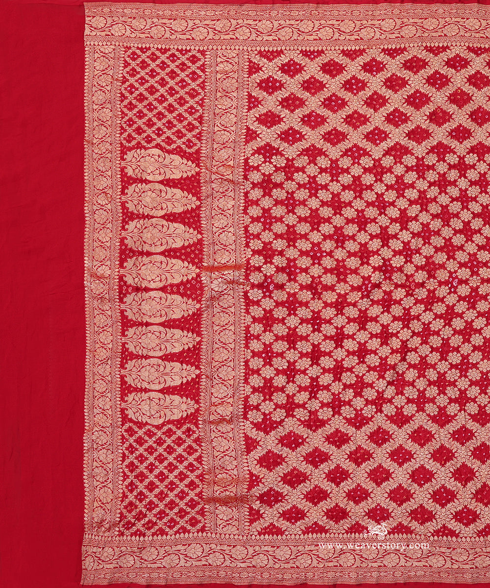 Handloom_Red_Pure_Georgette_Banarasi_Bandhej_Dupatta_WeaverStory_02