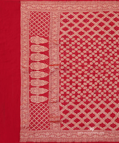 Handloom_Red_Pure_Georgette_Banarasi_Bandhej_Dupatta_WeaverStory_02