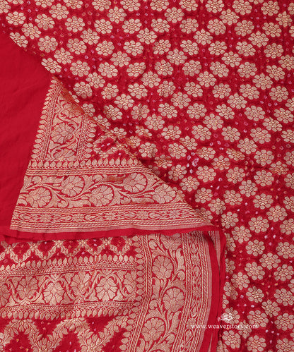 Handloom_Red_Pure_Georgette_Banarasi_Bandhej_Dupatta_WeaverStory_04