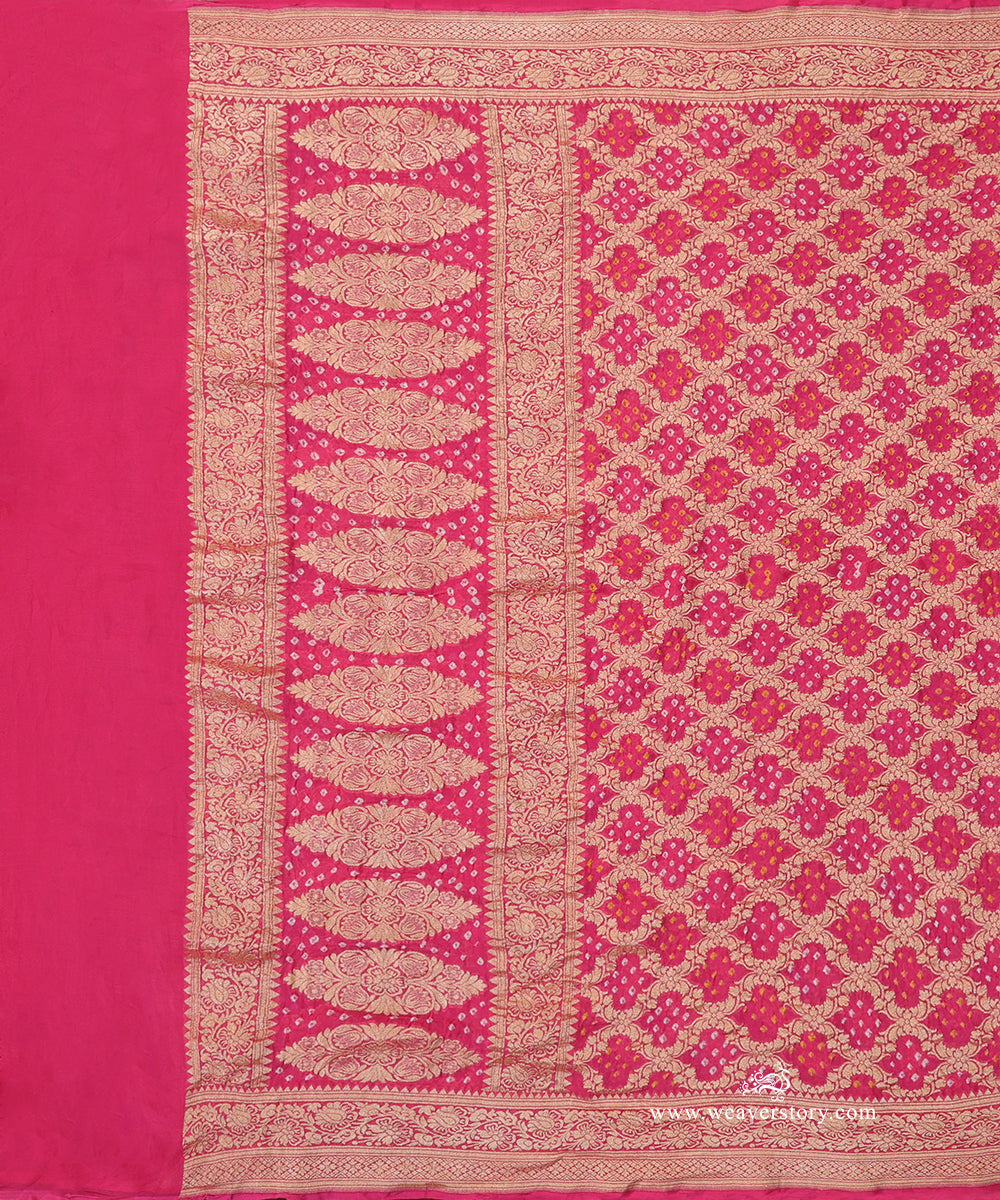 Handloom_Pink_Pure_Georgette_Banarasi_Bandhej_Dupatta_WeaverStory_02