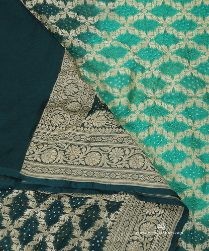 Teal_And_Blue_Ombre_Dyed_Handloom_Pure_Georgette_Banarasi_Bandhej_Dupatta_WeaverStory_04