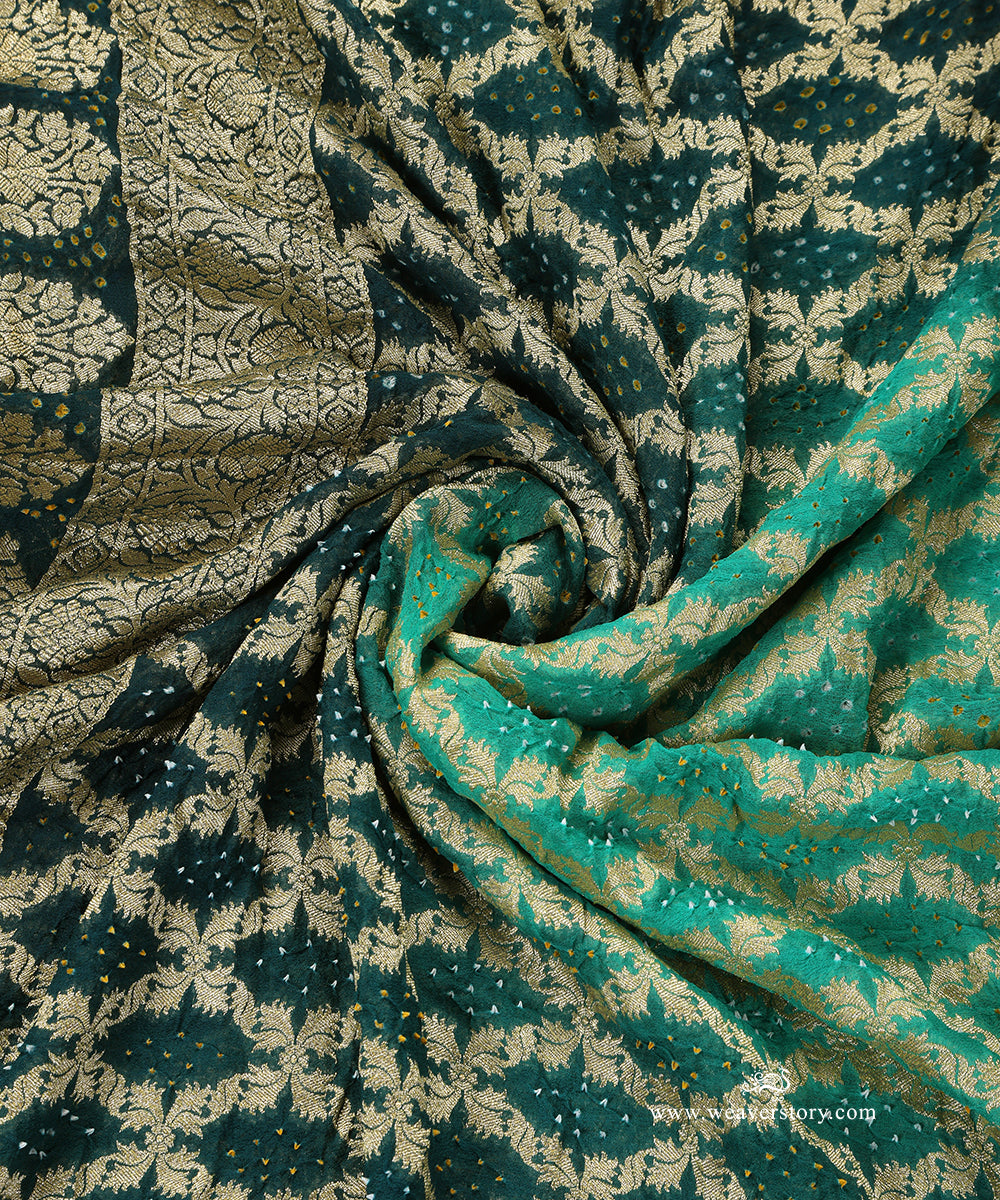 Teal_And_Blue_Ombre_Dyed_Handloom_Pure_Georgette_Banarasi_Bandhej_Dupatta_WeaverStory_05