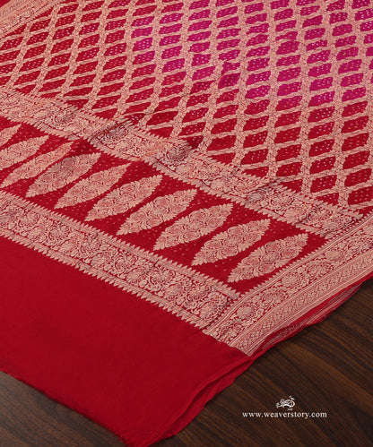 Red_And_Pink_Ombre_Dyed_Handloom_Pure_Georgette_Banarasi_Bandhej_Dupatta_WeaverStory_03